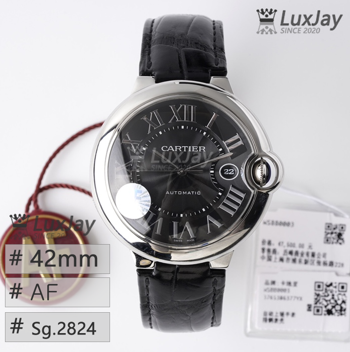 AF SEAGULL2824 42MM 발롱블루 블랙 가죽 WSBB0027