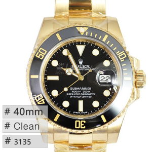 CLEAN 3135 40MM 데이트 금장 롤렉스 서브마리너 submariner 116618LN