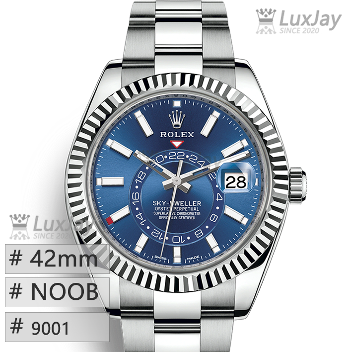 NOOB  42mm  9001  롤렉스 스카이드웰러 스틸 청판 SKY DWELLER