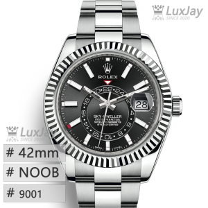 NOOB 42mm 9001 롤렉스 스카이드웰러 스틸 블랙 SKY DWELLER