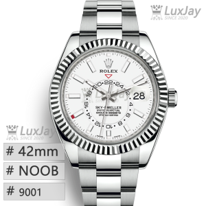 NOOB 42mm 9001 롤렉스 스카이드웰러 스틸 화이트 SKY DWELLER