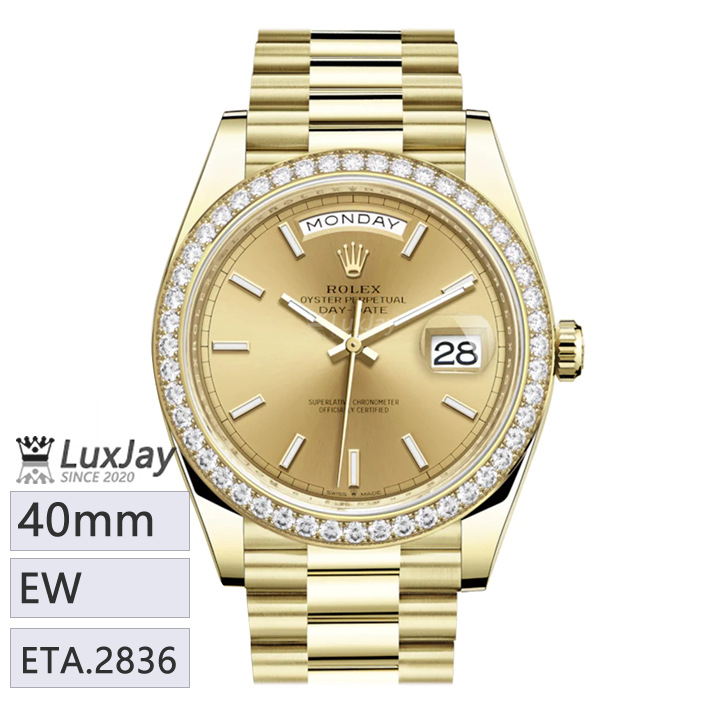 EW E2836 40mm 롤렉스 데이데이트 40 Rolex Day-Date 40 Champagne Dial Diamond Yellow Gold 228348