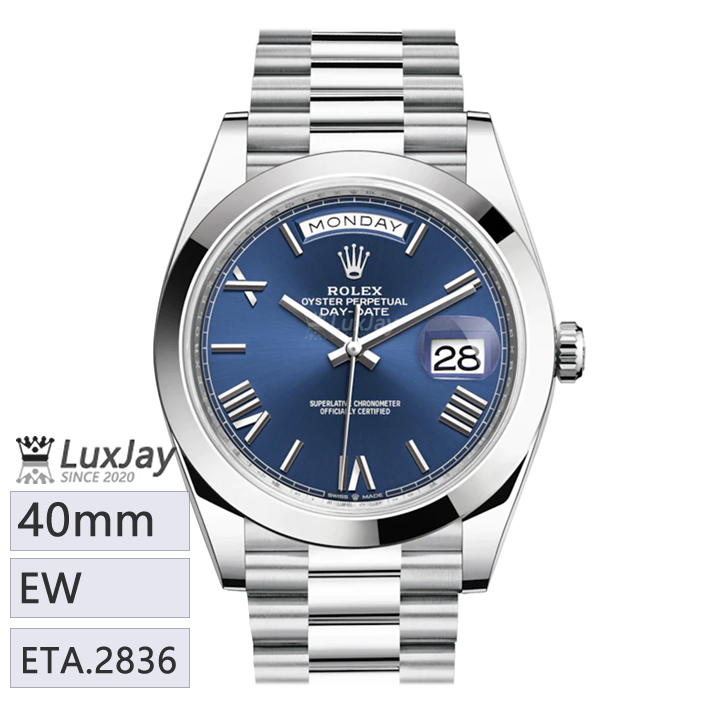 EW E2836 40mm 롤렉스 데이데이트 40 Rolex Day-Date 40 Blue Roman Dial Platinum 228206