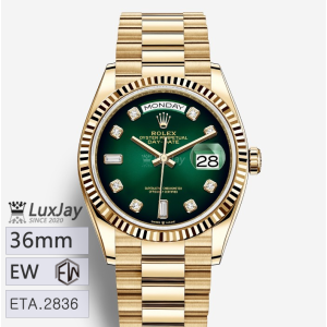 EW E2836 36mm 롤렉스 데이데이트 36 Rolex Day-Date 36 그린 옴브레 다이아 셋팅 128238