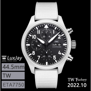 TW 44.5MM X 15.7MM ETA7750 파일럿 워치 크로노그래프 탐건 