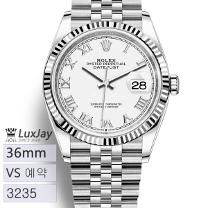 [예약] VS 36mm 데이트저스트 화이트 로만  쥬빌레 브레이슬릿 126234-0025 DATEJUST 36 데이저스트36