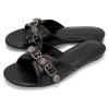 발렌시아가  카골 가죽 샌들 Cagole stud-embellished leather sandals R03912179 BLACK