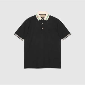 GUCCI COTTON PIQUET POLO WITH INTERLOCKING G