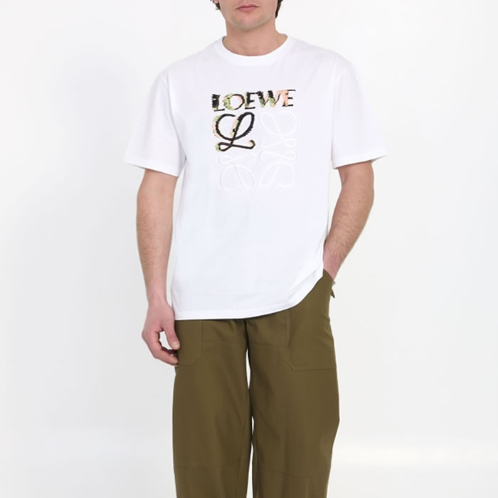 Loewe Men's Black Logo-embroidered Cotton-jersey T-shirt