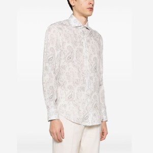 Brunello Cucinelli paisley-print linen shirt