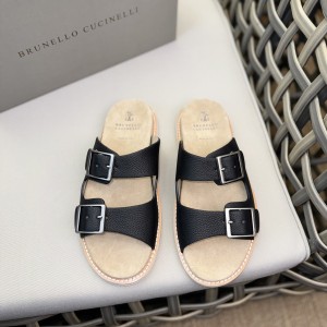 BRUNELLO CUCINELLI  남성 그레이니 레더 어반 슬라이드