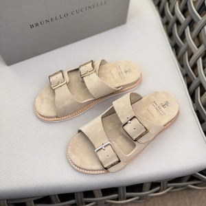 BRUNELLO CUCINELLI  남성 그레이니 레더 어반 슬라이드