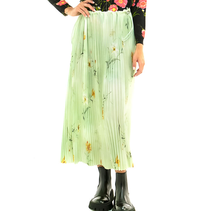 발렌시아가 Balenciaga Lilies Printed Pleated Midi Skirt