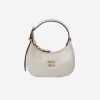 SA Miu Miu Leather Hobo Bag Chalk White 17X15.5X5.5Cm