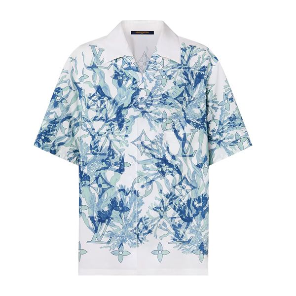 루이비통 1ABNSH Graphic Short-Sleeved Cotton Shirt