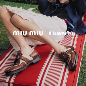 CHURCH'S X MIU MIU 상하이 가죽 및 리넨 슈즈