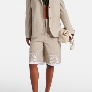 LOEWE Anagram cutout wool Bermuda shorts