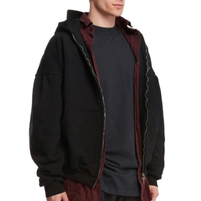 BALENCIAGA Black Hoodie Layered Oversize