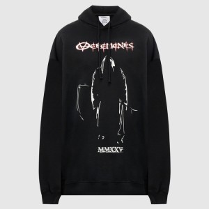 Vetements Black hoodie with logo print