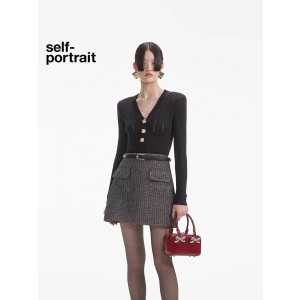 self-portrait Black Pointelle Knit Top