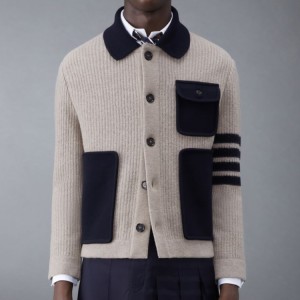 톰브라운 Boiled Wool Half Cardigan Stitch 4-Bar Workmans Jacket