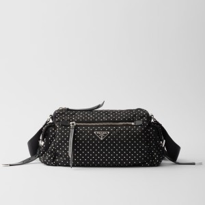 SA PRADA Re-Nylon bag with studs 26x16x10cm