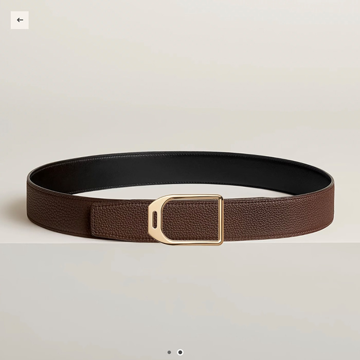 에르메스 JOCKEY 벨트 버클 & 양면 가죽 스트랩 38mm
