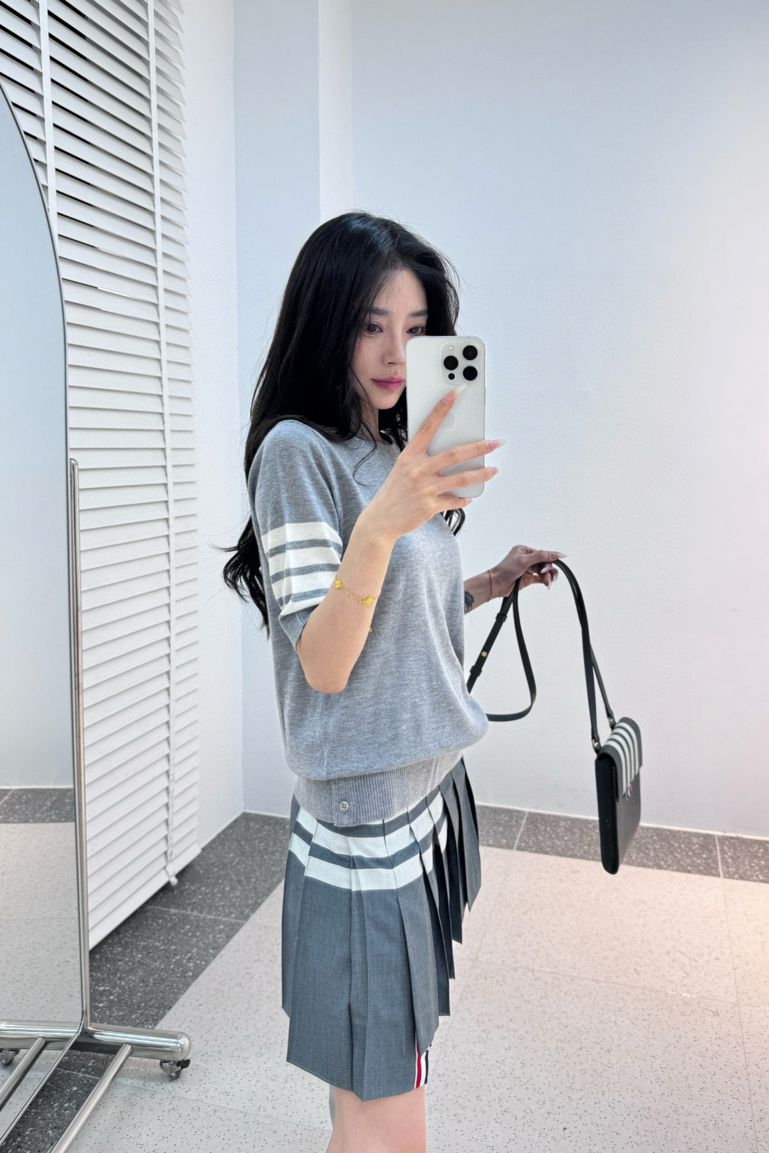 톰브라운 사선  반팔 니트 여성