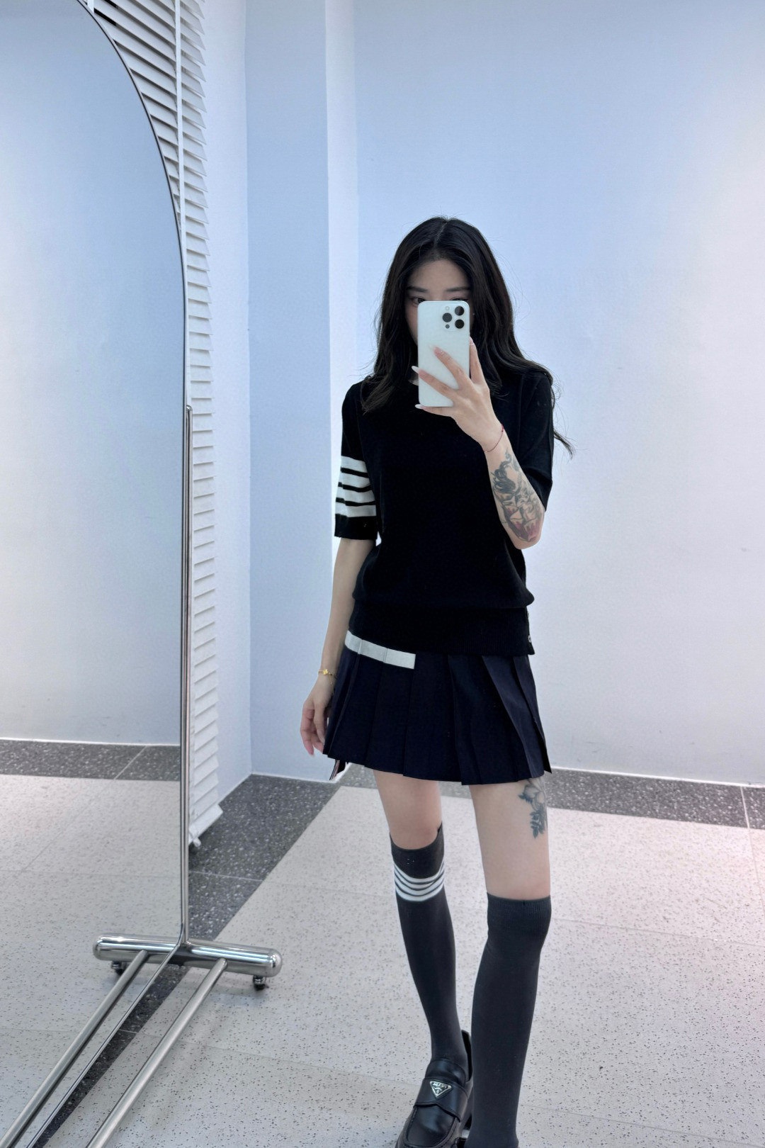 톰브라운 사선  반팔 니트 여성
