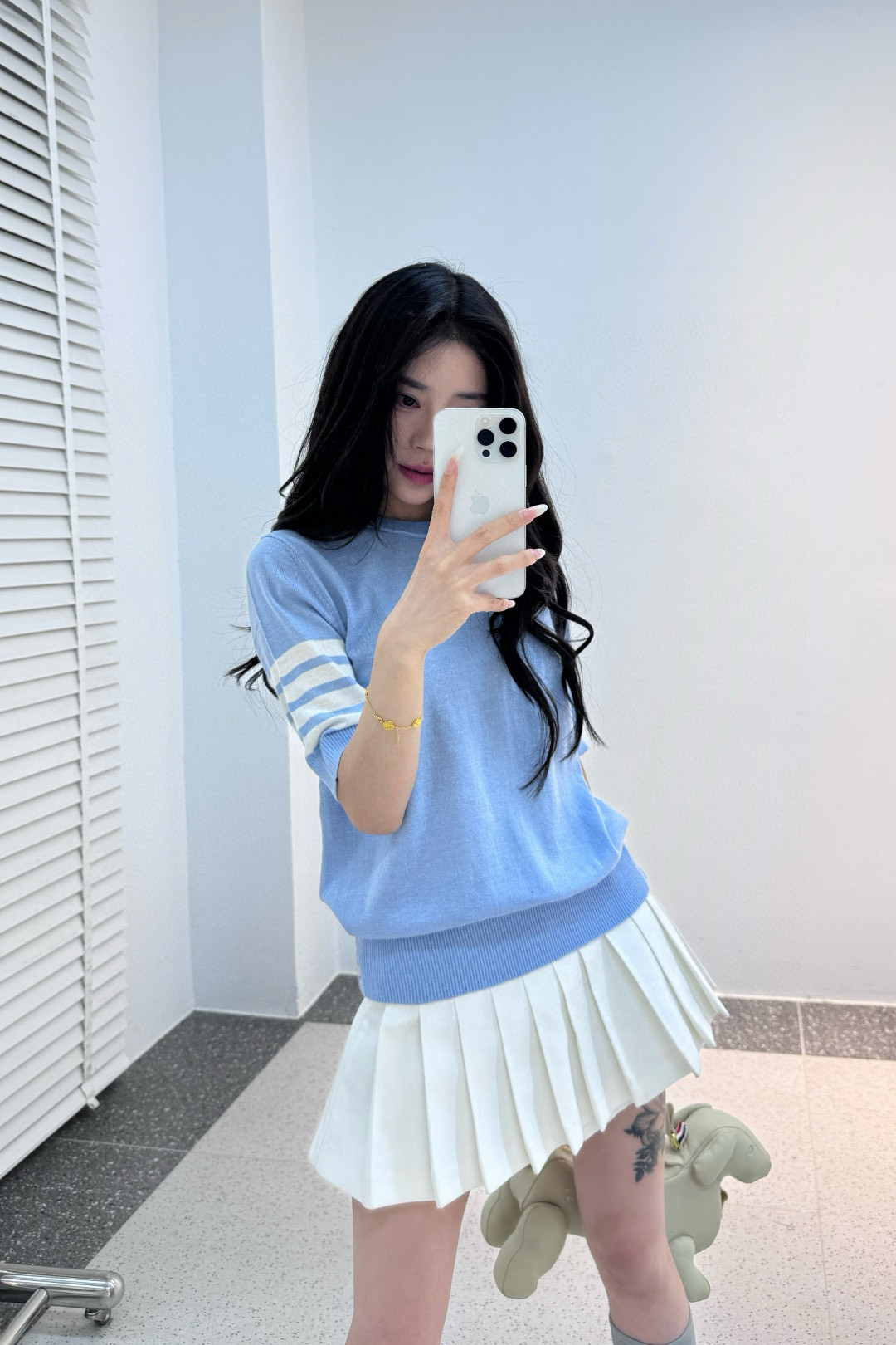 톰브라운 사선  반팔 니트 여성