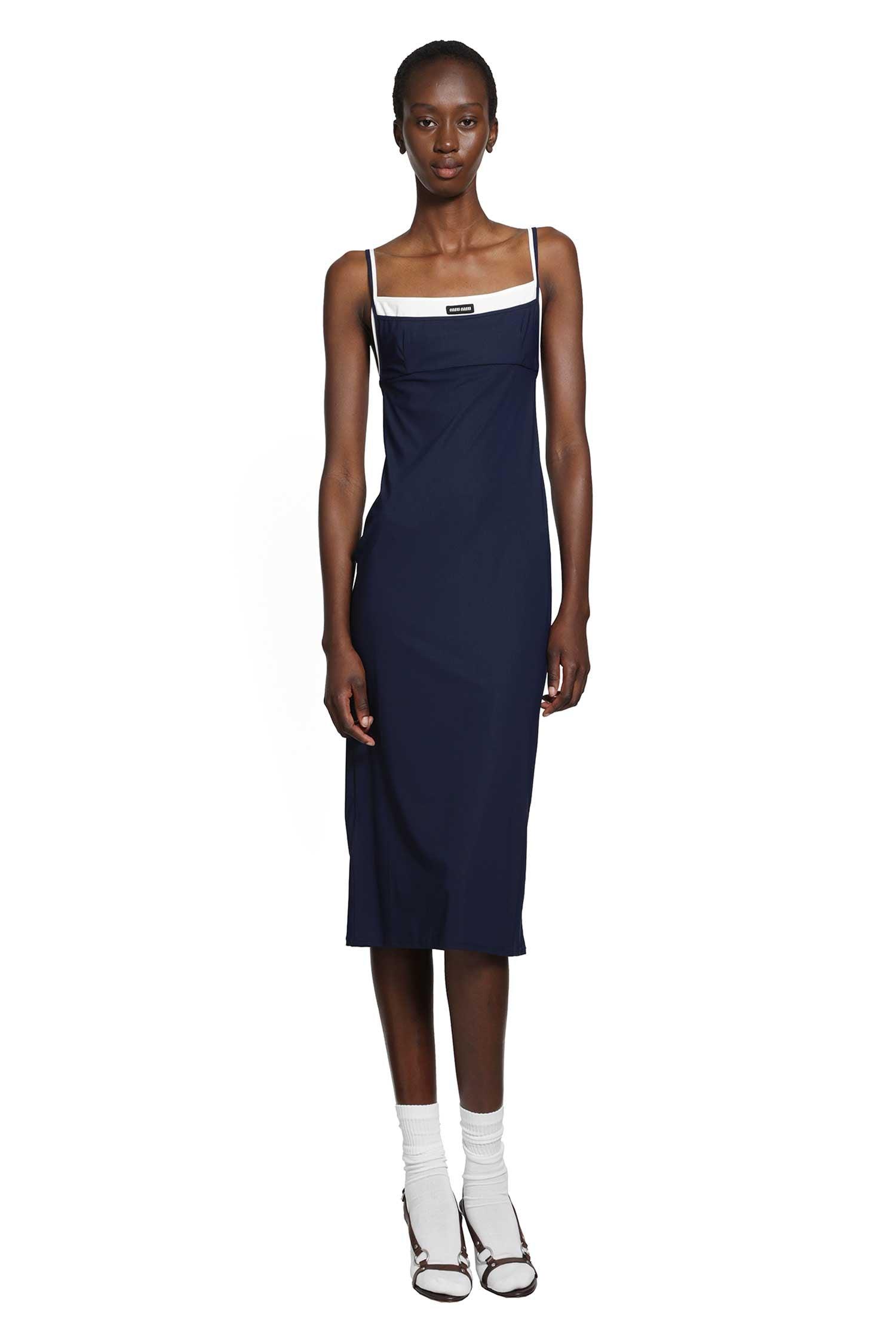 Miu Miu Logo-Print Jersey Midi Dress
