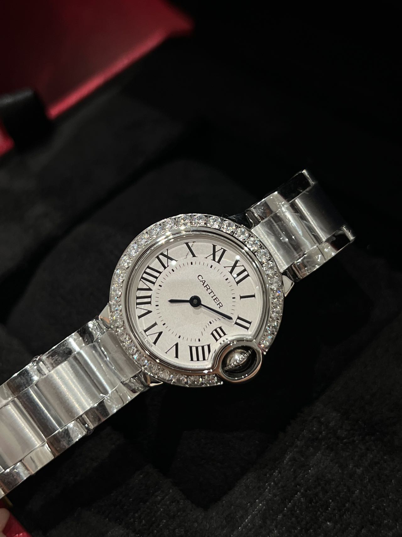 쿼츠 무브먼트 l28mm l 까르띠에 워치 발롱 블루 W4BB0015 다이아몬드.