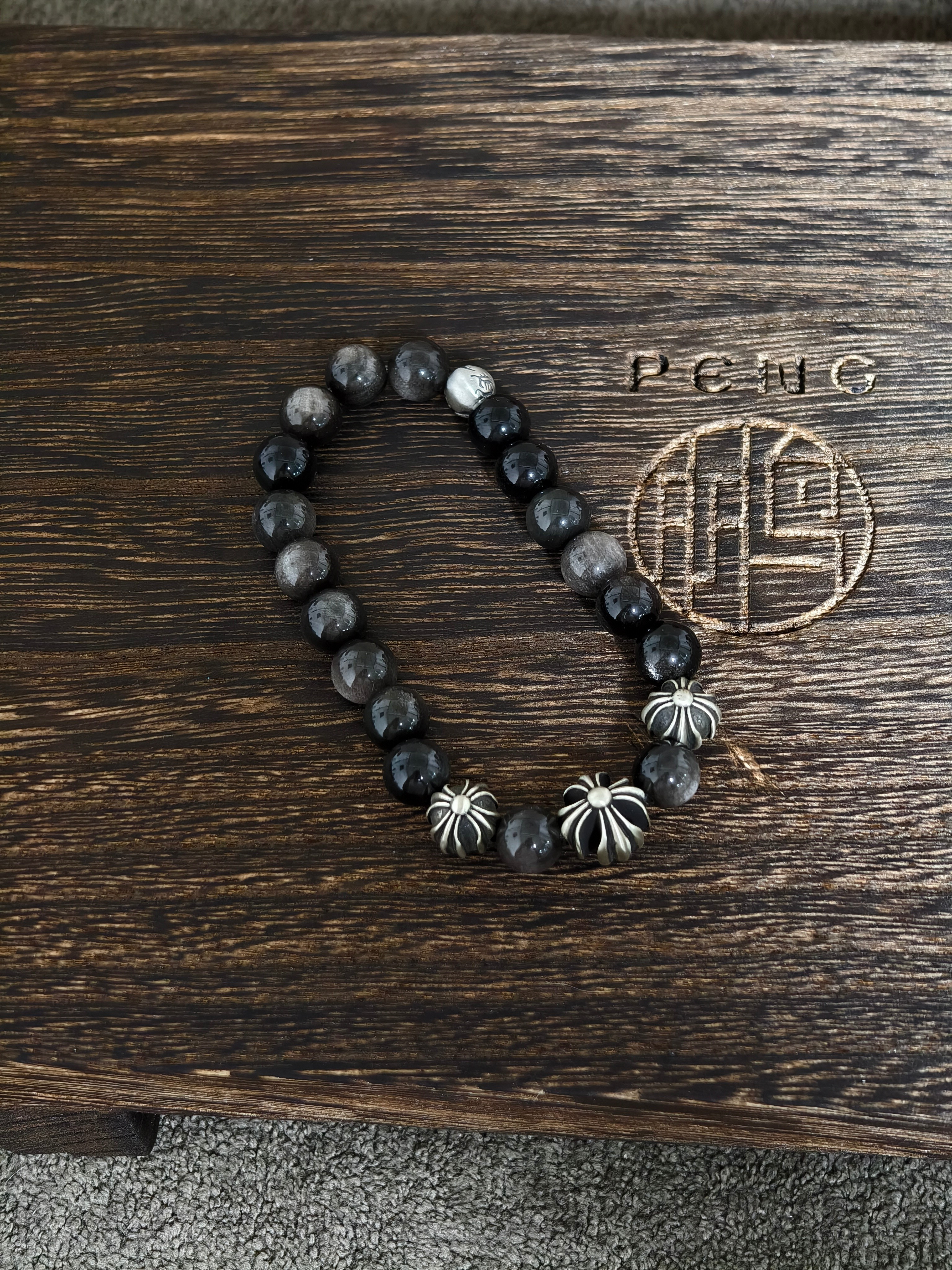 Chrome Hearts 925 실버 은요석 팔찌｜8mm